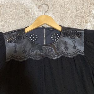 Zara Black Blouse with Silver Embellishments